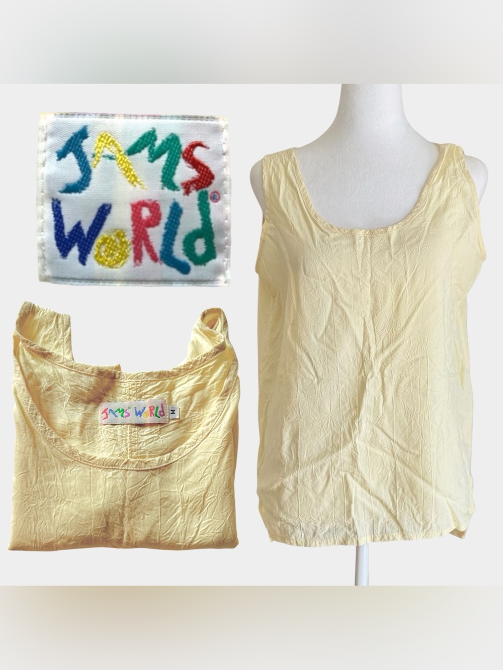 Jams World Yellow Tank Top Women’s SZ M Soft Rayon Casual Summer Minimalist